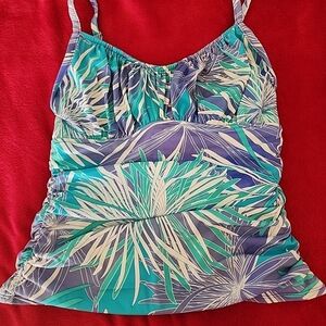 Swim Solutions Womens Printed Tankini, Blue Size 14 502926